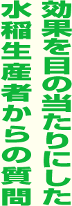 効果を目の当たりにした水稲生産者からの質問