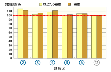 試験結果 - 株当たり穂重および1穂重